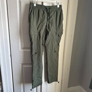 PacSun Nylon Relaxed Cargo Pants Men’s Army Green Elastic Comfort Waist - Size S